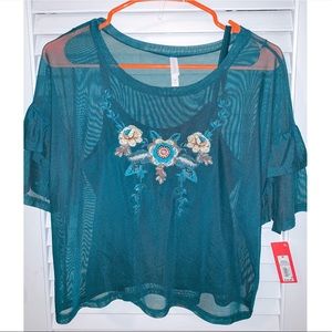 Sheer Blue/Green Two Piece Crop Top by Target